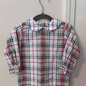 12m Little English Plaid Peter Pan Collar shirt- Red, Green, Blue